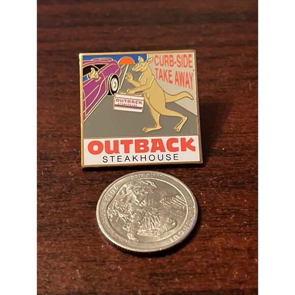 Outback Steakhouse Curb-Side Take Away Kangaroo Lapel Hat Pin - Picture 2 of 3